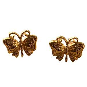 Gold Toned Butterfly Earrings